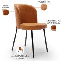 Kit 4 Cadeiras Sala De Jantar Estofada Gavi L02 Tecido Couríssimo Canela - Lyam Decor - 7