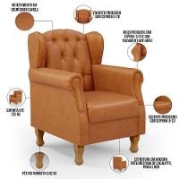 Poltrona De Amamentação Yara P02 Com Puff Paris Luis Xv P02 Couríssimo Canela - Lyam Decor - 8