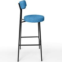 Kit 03 Banquetas Alta Bar Cozinha Sala De Jantar Estrutura Em Aço Milão L02 Linho Azul - Lyam Decor - 2