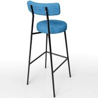 Kit 03 Banquetas Alta Bar Cozinha Sala De Jantar Estrutura Em Aço Milão L02 Linho Azul - Lyam Decor