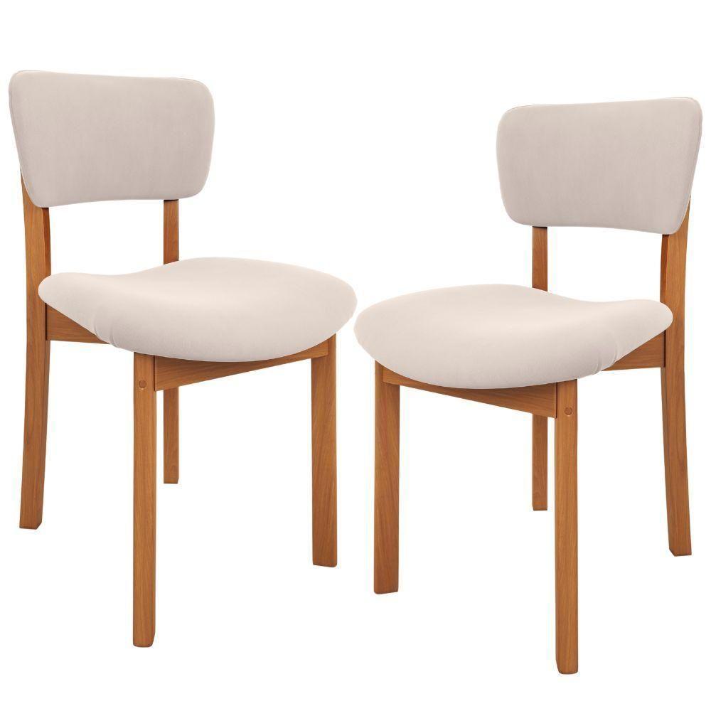 Kit 02 Cadeiras Para Sala De Jantar Cozinha Living Estofada Dara L02 Suede Bege - Lyam Decor - 1