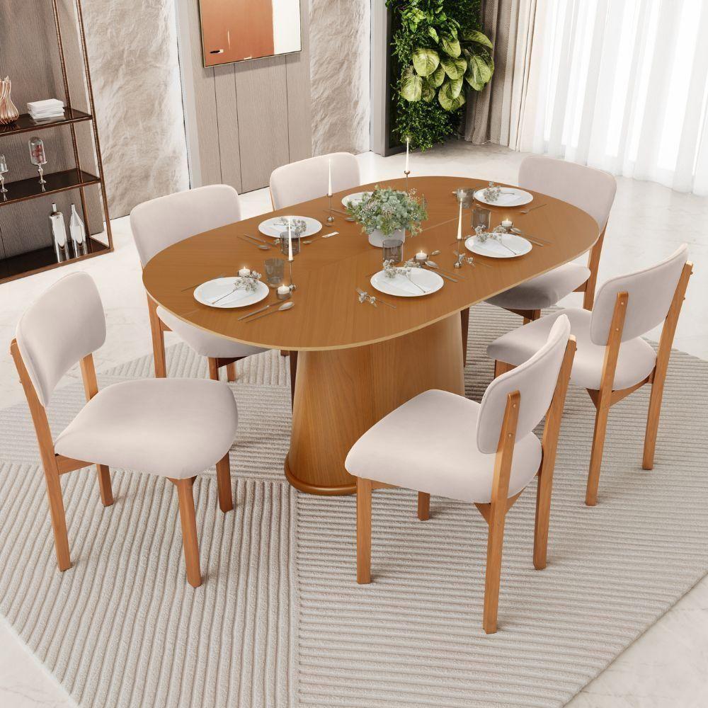 Kit 02 Cadeiras Para Sala De Jantar Cozinha Living Estofada Dara L02 Suede Bege - Lyam Decor - 7