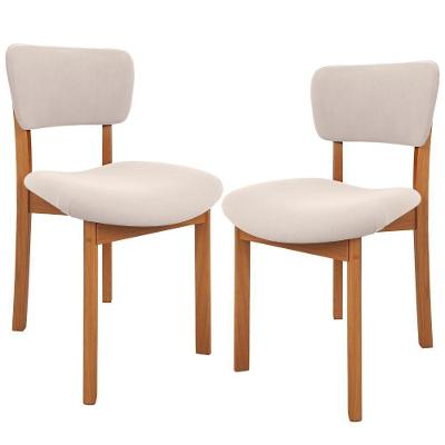 Kit 02 Cadeiras Para Sala De Jantar Cozinha Living Estofada Dara L02 Suede Bege - Lyam Decor