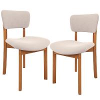 Kit 02 Cadeiras Para Sala De Jantar Cozinha Living Estofada Dara L02 Suede Bege - Lyam Decor - 1