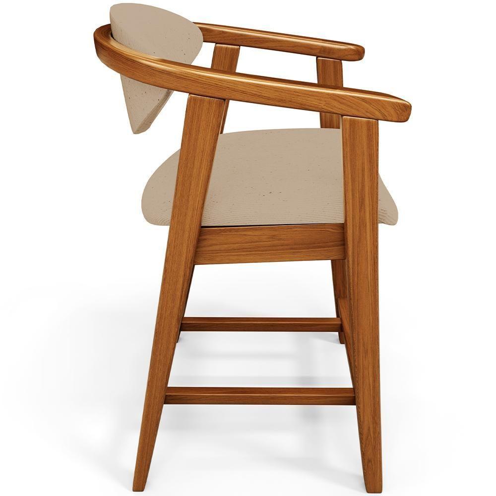 Kit 04 Banquetas Baixa Para Cozinha Sala Jantar Bancada Cecília L02 Linho Bege Escuro - Lyam Decor - 2