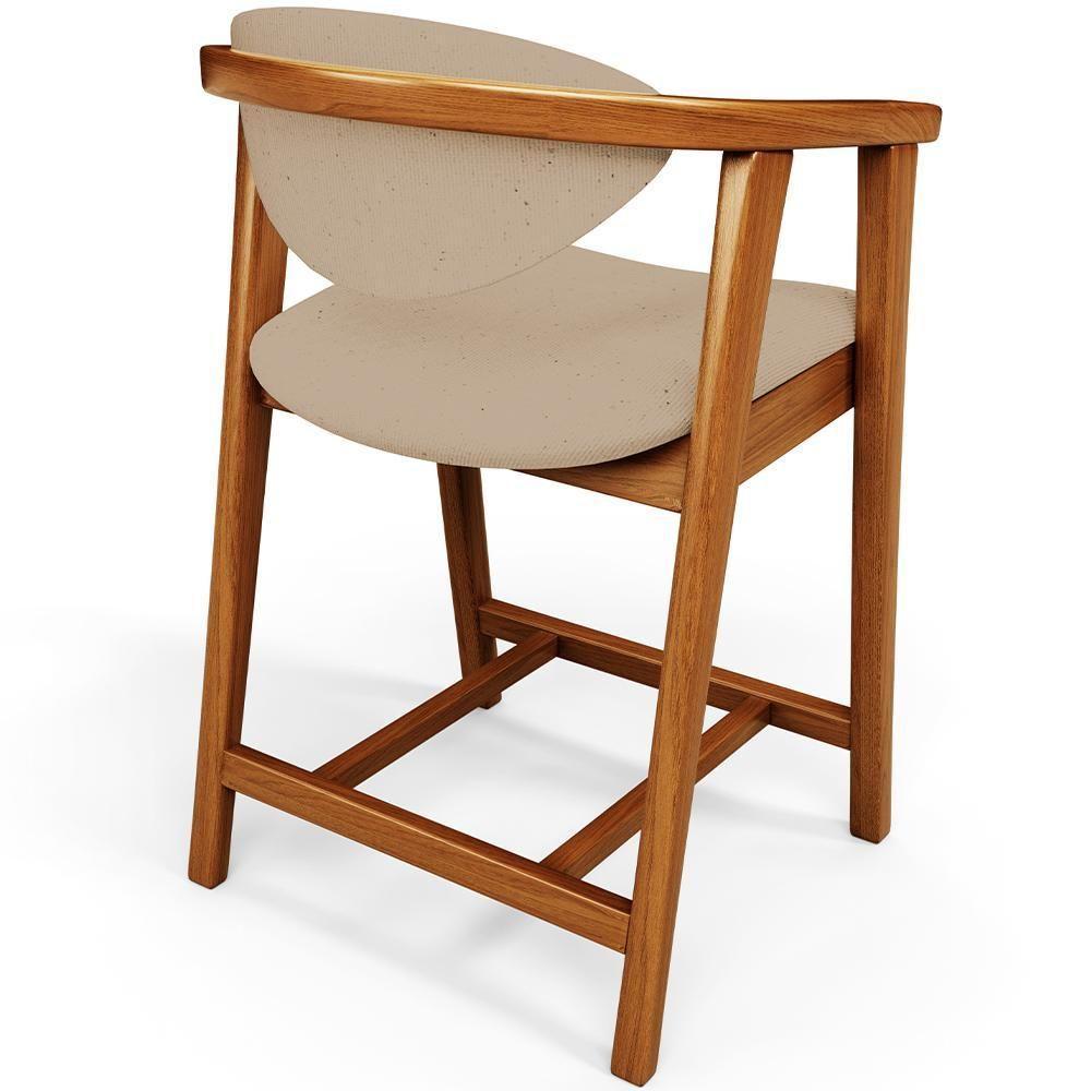 Kit 04 Banquetas Baixa Para Cozinha Sala Jantar Bancada Cecília L02 Linho Bege Escuro - Lyam Decor - 4