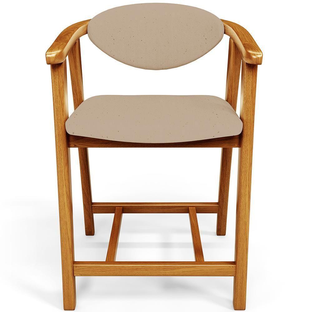 Kit 04 Banquetas Baixa Para Cozinha Sala Jantar Bancada Cecília L02 Linho Bege Escuro - Lyam Decor - 5