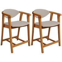 Kit 02 Banquetas Baixa Para Cozinha Sala Jantar Bancada Cecília L02 Linho Bege - Lyam Decor - 1