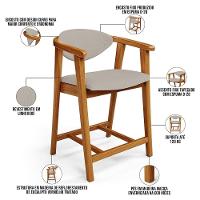 Kit 02 Banquetas Baixa Para Cozinha Sala Jantar Bancada Cecília L02 Linho Bege - Lyam Decor - 7