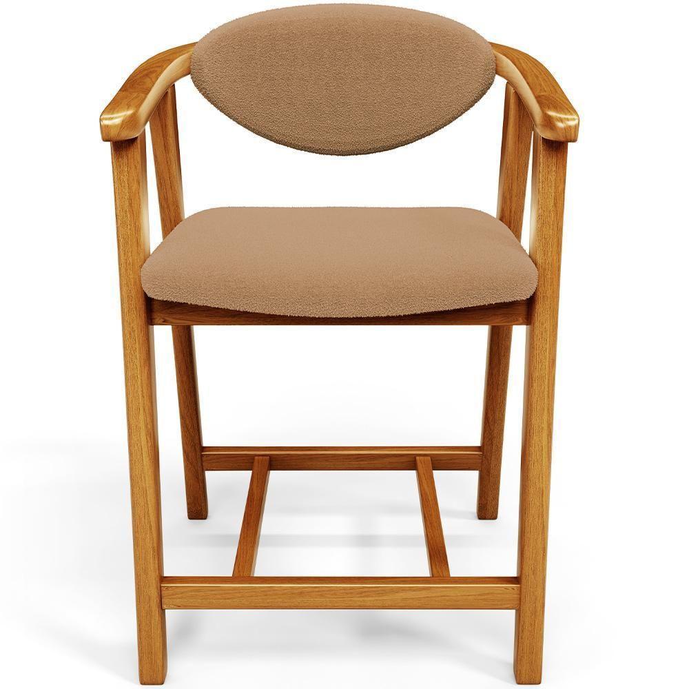 Kit 03 Banquetas Baixa Para Cozinha Sala Jantar Bancada Cecília L02 Bouclê Mostarda - Lyam Decor - 5