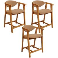 Kit 03 Banquetas Baixa Para Cozinha Sala Jantar Bancada Cecília L02 Bouclê Mostarda - Lyam Decor - 1