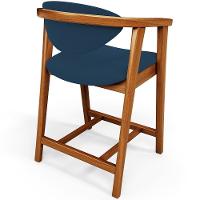 Kit 03 Banquetas Baixa Para Cozinha Sala Jantar Bancada Cecília L02 Suede Azul Marinho - Lyam Decor