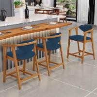 Kit 03 Banquetas Baixa Para Cozinha Sala Jantar Bancada Cecília L02 Suede Azul Marinho - Lyam Decor - 6