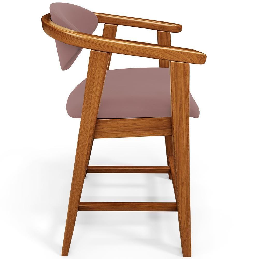 Kit 03 Banquetas Baixa Para Cozinha Sala Jantar Bancada Cecília L02 Suede Rosê - Lyam Decor - 2