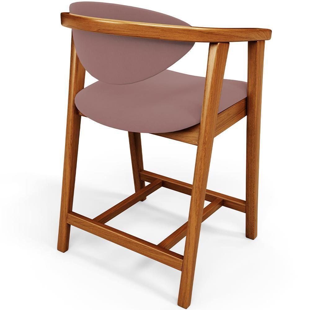 Kit 03 Banquetas Baixa Para Cozinha Sala Jantar Bancada Cecília L02 Suede Rosê - Lyam Decor - 4