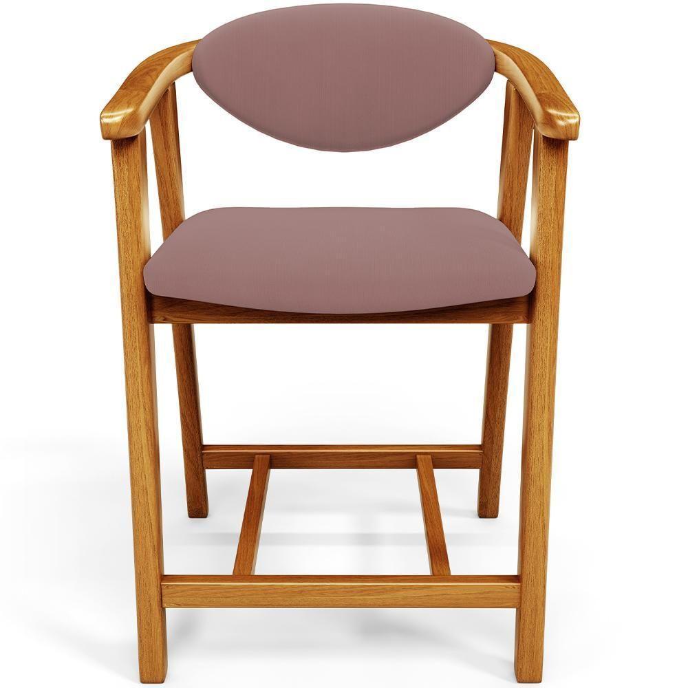 Kit 03 Banquetas Baixa Para Cozinha Sala Jantar Bancada Cecília L02 Suede Rosê - Lyam Decor - 5