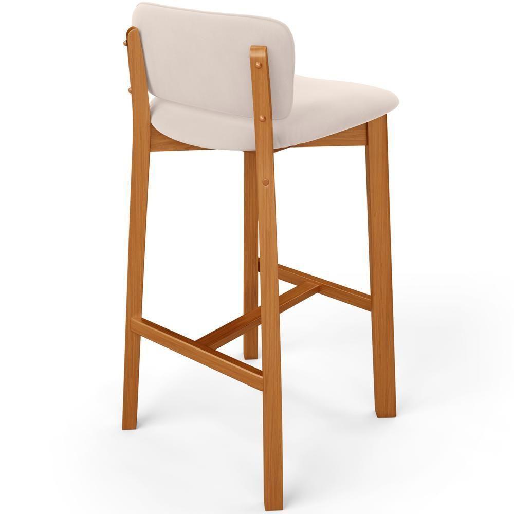 Kit 03 Banquetas Alta Para Cozinha Sala De Jantar Bar Dara L02 Suede Bege - Lyam Decor - 2