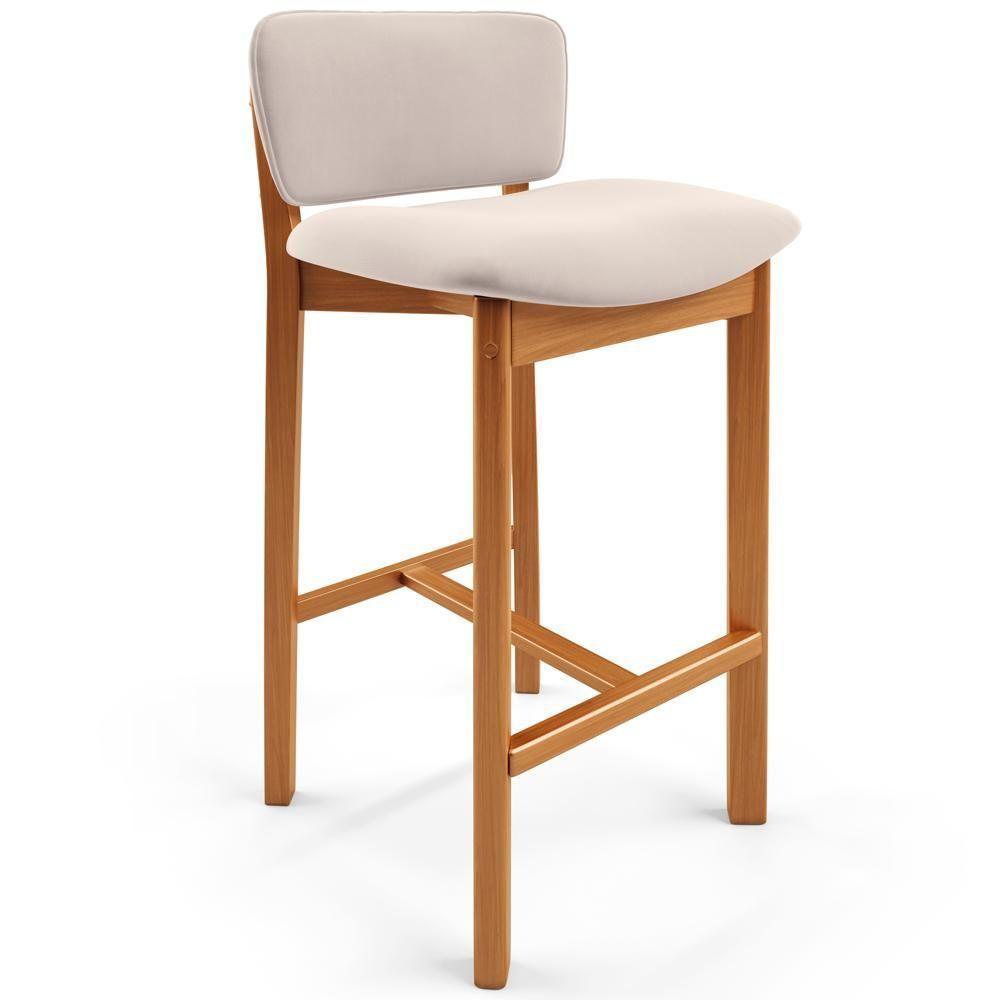 Kit 03 Banquetas Alta Para Cozinha Sala De Jantar Bar Dara L02 Suede Bege - Lyam Decor - 6