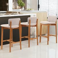 Kit 03 Banquetas Alta Para Cozinha Sala De Jantar Bar Dara L02 Suede Bege - Lyam Decor - 7