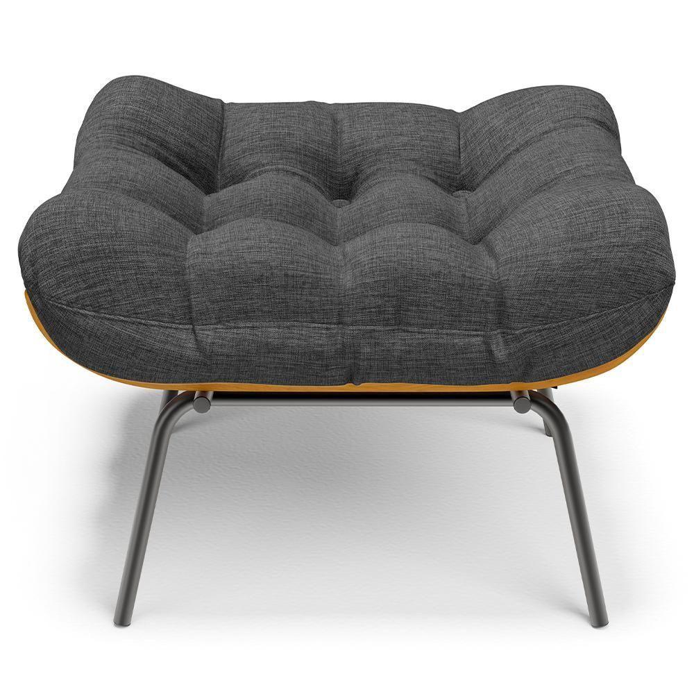 Poltrona Costela L02 Com Puff Sala De Estar Linho Cinza Escuro - Lyam Decor - 8