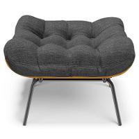 Poltrona Costela L02 Com Puff Sala De Estar Linho Cinza Escuro - Lyam Decor - 8