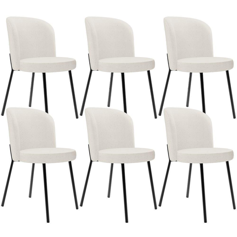 Kit 6 Cadeiras Sala De Jantar Estofada Gavi L02 Linho Bege - Lyam Decor - 1