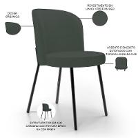 Kit 6 Cadeiras Sala De Jantar Estofada Gavi L02 Linho Verde Musgo - Lyam Decor - 7