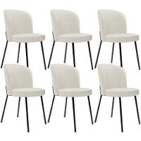 Kit 6 Cadeiras Sala De Jantar Estofada Gavi L02 Linho Champagne - Lyam Decor - 1