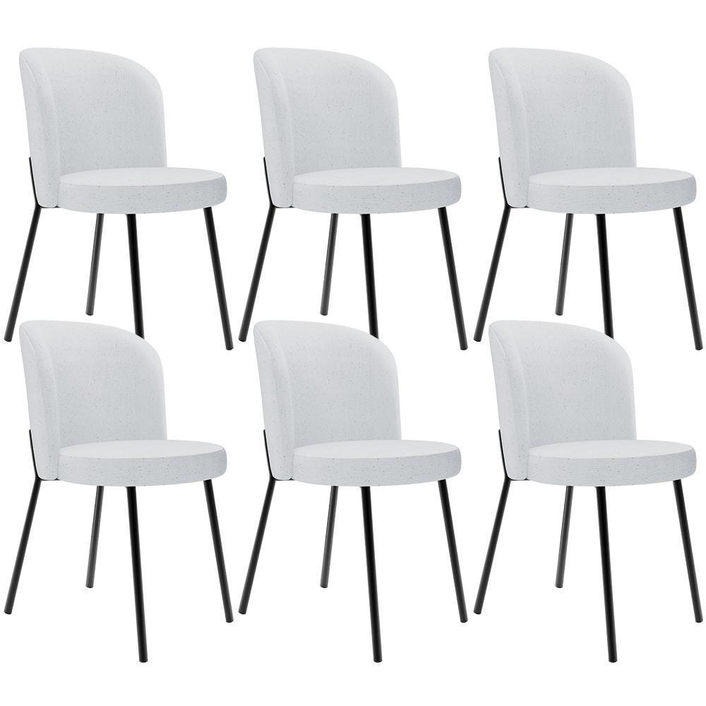 Kit 6 Cadeiras Sala De Jantar Estofada Gavi L02 Linho Cinza - Lyam Decor - 1