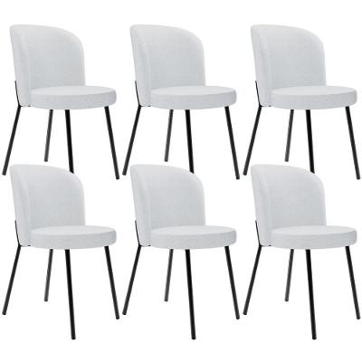 Kit 6 Cadeiras Sala De Jantar Estofada Gavi L02 Linho Cinza - Lyam Decor