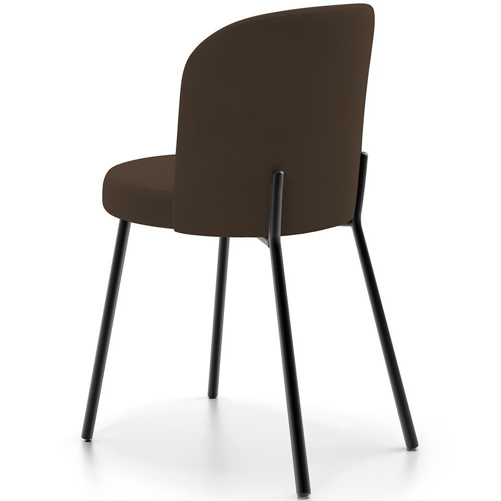 Kit 6 Cadeiras Sala De Jantar Estofada Gavi L02 Suede Marrom - Lyam Decor - 4