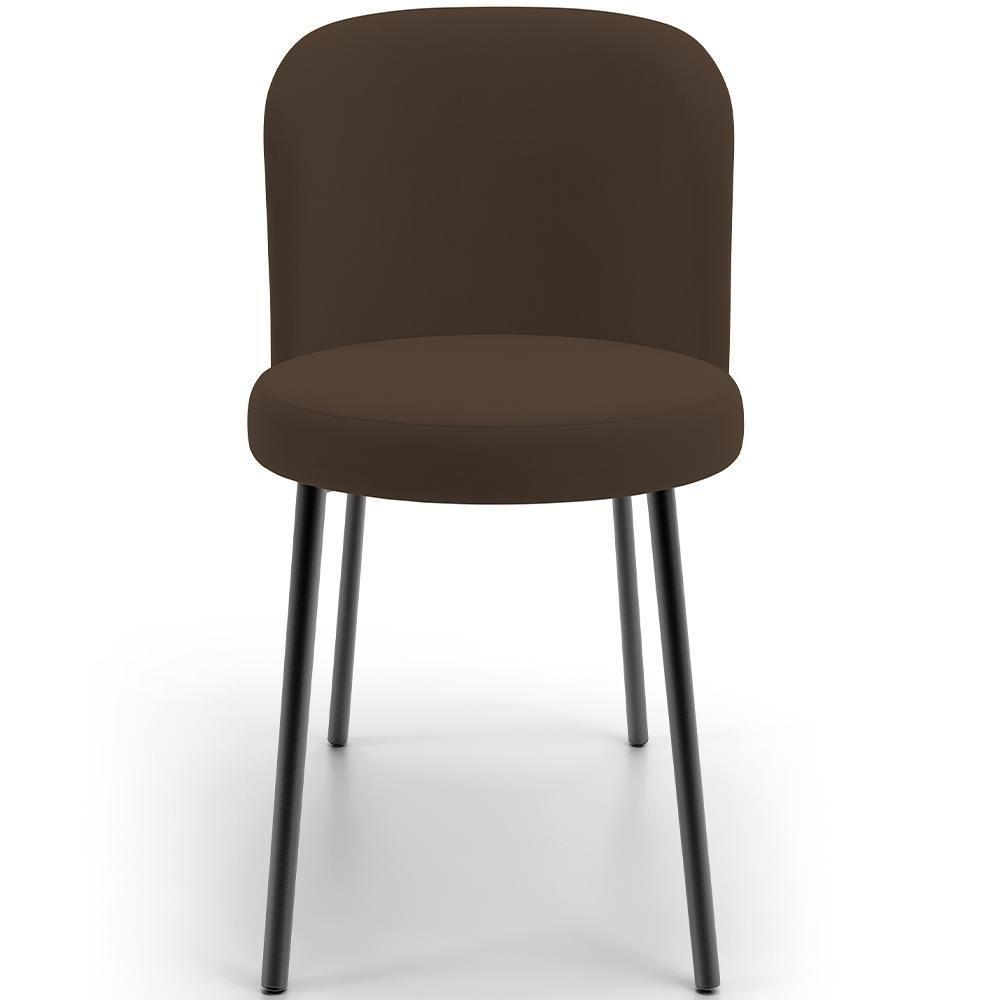 Kit 6 Cadeiras Sala De Jantar Estofada Gavi L02 Suede Marrom - Lyam Decor - 5