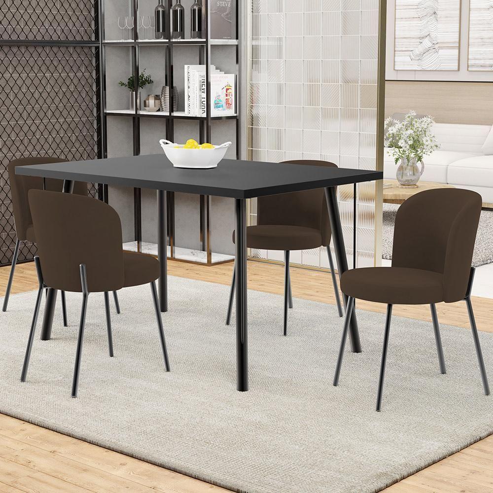 Kit 6 Cadeiras Sala De Jantar Estofada Gavi L02 Suede Marrom - Lyam Decor - 6