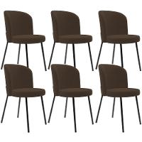 Kit 6 Cadeiras Sala De Jantar Estofada Gavi L02 Suede Marrom - Lyam Decor - 1