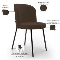 Kit 6 Cadeiras Sala De Jantar Estofada Gavi L02 Suede Marrom - Lyam Decor - 7