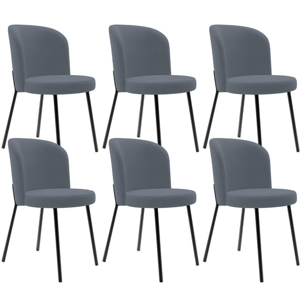 Kit 6 Cadeiras Sala De Jantar Estofada Gavi L02 Suede Cinza - Lyam Decor - 1