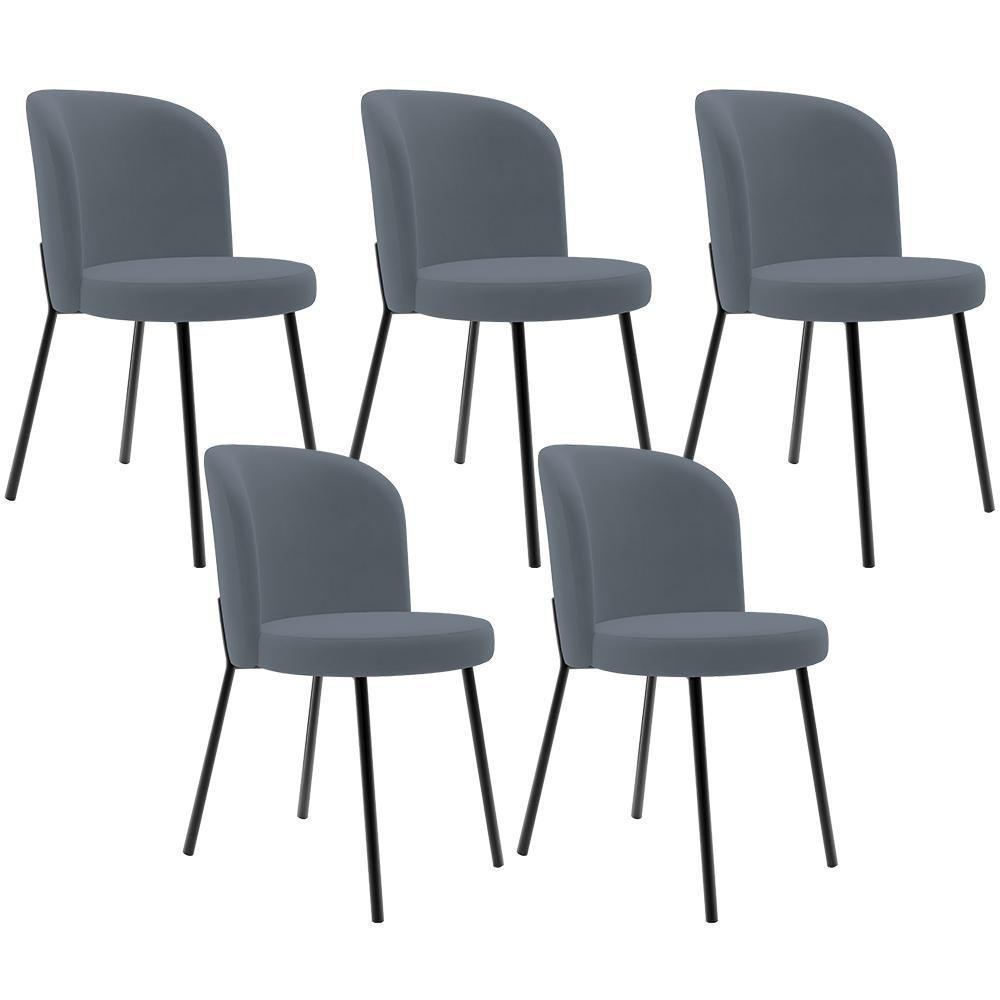 Kit 6 Cadeiras Sala De Jantar Estofada Gavi L02 Suede Cinza - Lyam Decor - 5