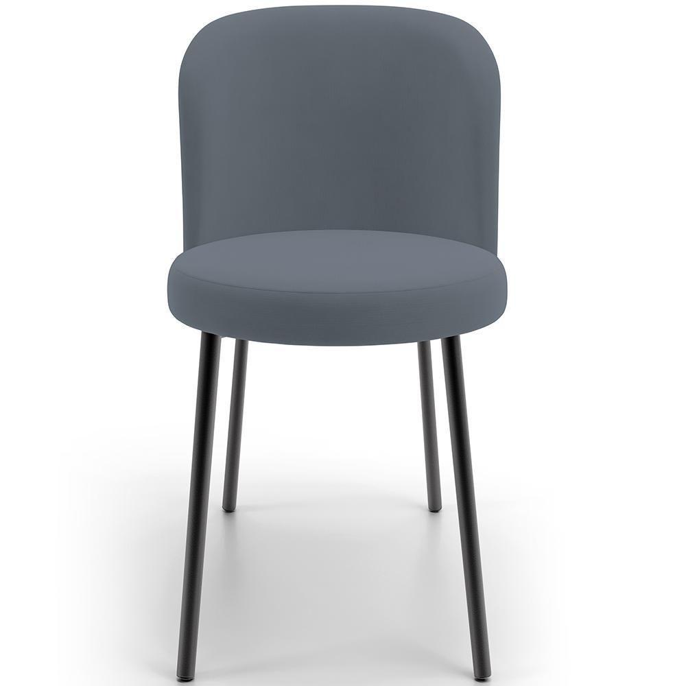 Kit 6 Cadeiras Sala De Jantar Estofada Gavi L02 Suede Cinza - Lyam Decor - 6