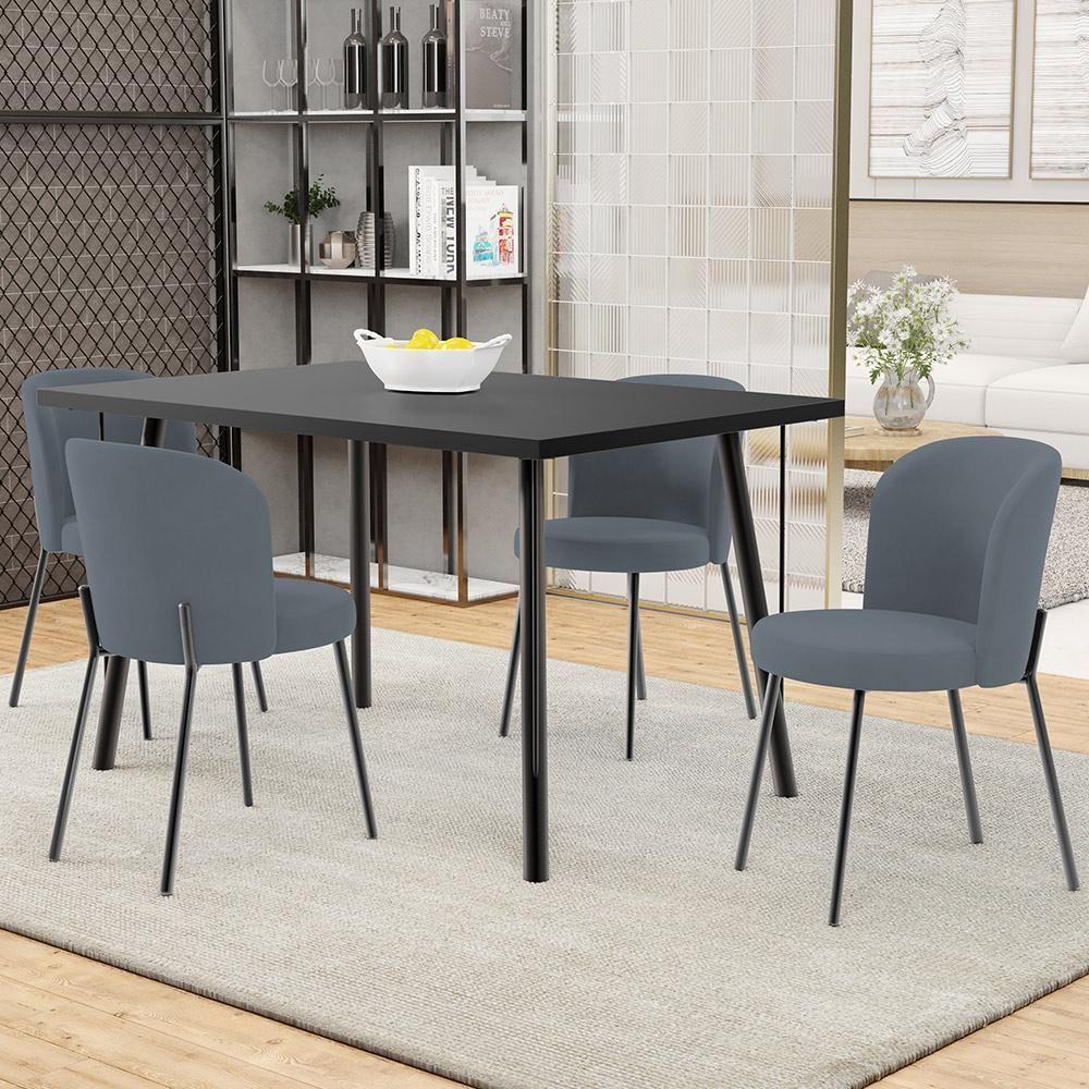 Kit 6 Cadeiras Sala De Jantar Estofada Gavi L02 Suede Cinza - Lyam Decor - 7