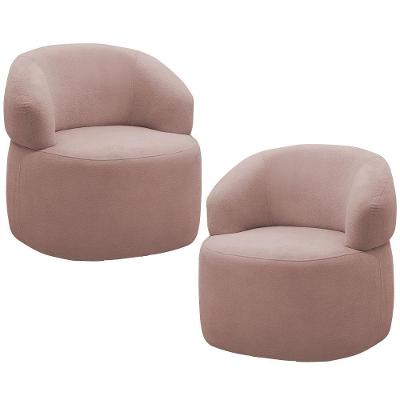 Kit 2 Poltronas Giratórias Carmen F04 Sala De Estar Veludo Rosê Lyam Decor