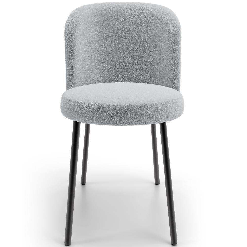 Kit 3 Cadeiras Sala De Jantar Estofada Gavi L02 Bouclê Cinza - Lyam Decor - 5