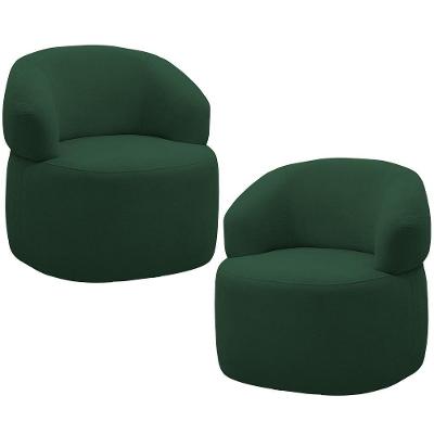 Kit 2 Poltronas Giratórias Carmen F04 Sala De Estar Veludo Verde Lyam Decor