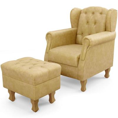 Poltrona De Amamentação Yara P02 Com Puff Paris Luis Xv L02 Couríssimo Fendi - Lyam Decor