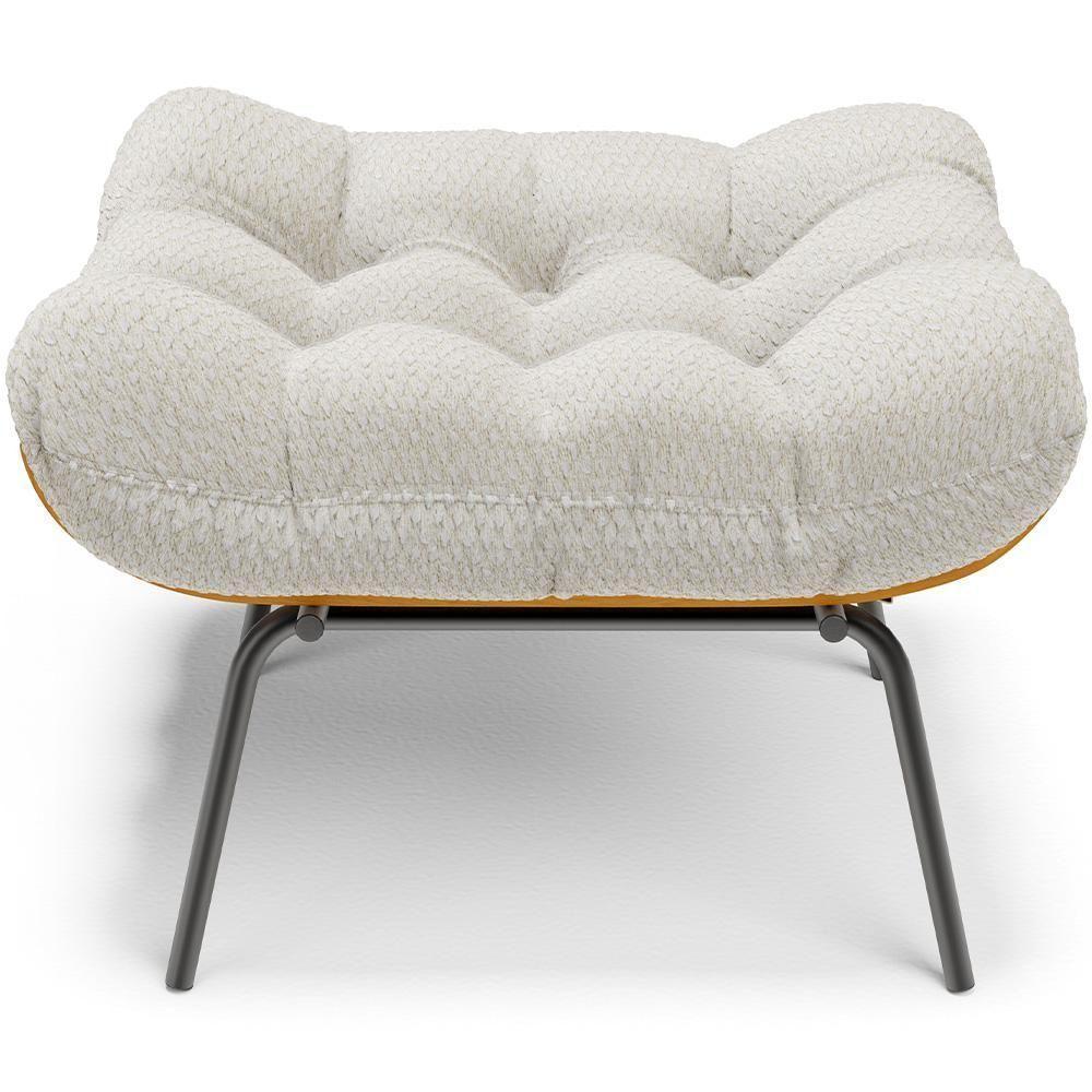 Poltrona Costela L02 Com Puff Sala De Estar Bouclê Cru - Lyam Decor - 7