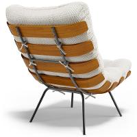 Poltrona Costela L02 Com Puff Sala De Estar Bouclê Cru - Lyam Decor - 2