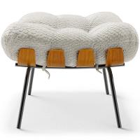 Poltrona Costela L02 Com Puff Sala De Estar Bouclê Cru - Lyam Decor - 6