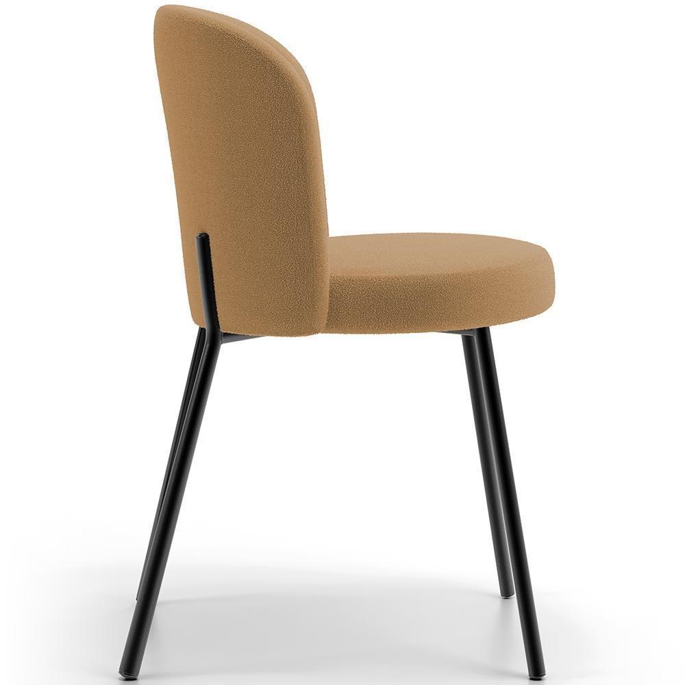 Kit 2 Cadeiras Sala De Jantar Estofada Gavi L02 Bouclê Mostarda - Lyam Decor - 2