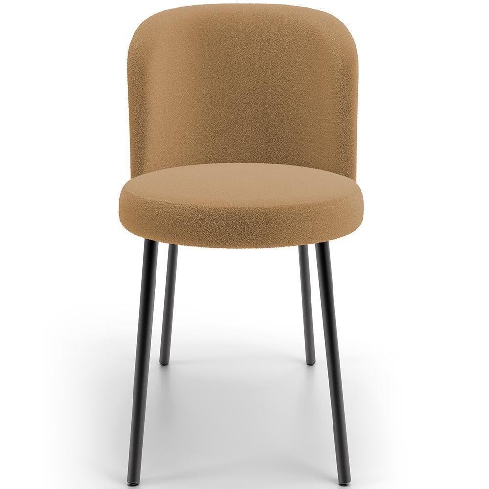 Kit 2 Cadeiras Sala De Jantar Estofada Gavi L02 Bouclê Mostarda - Lyam Decor - 5