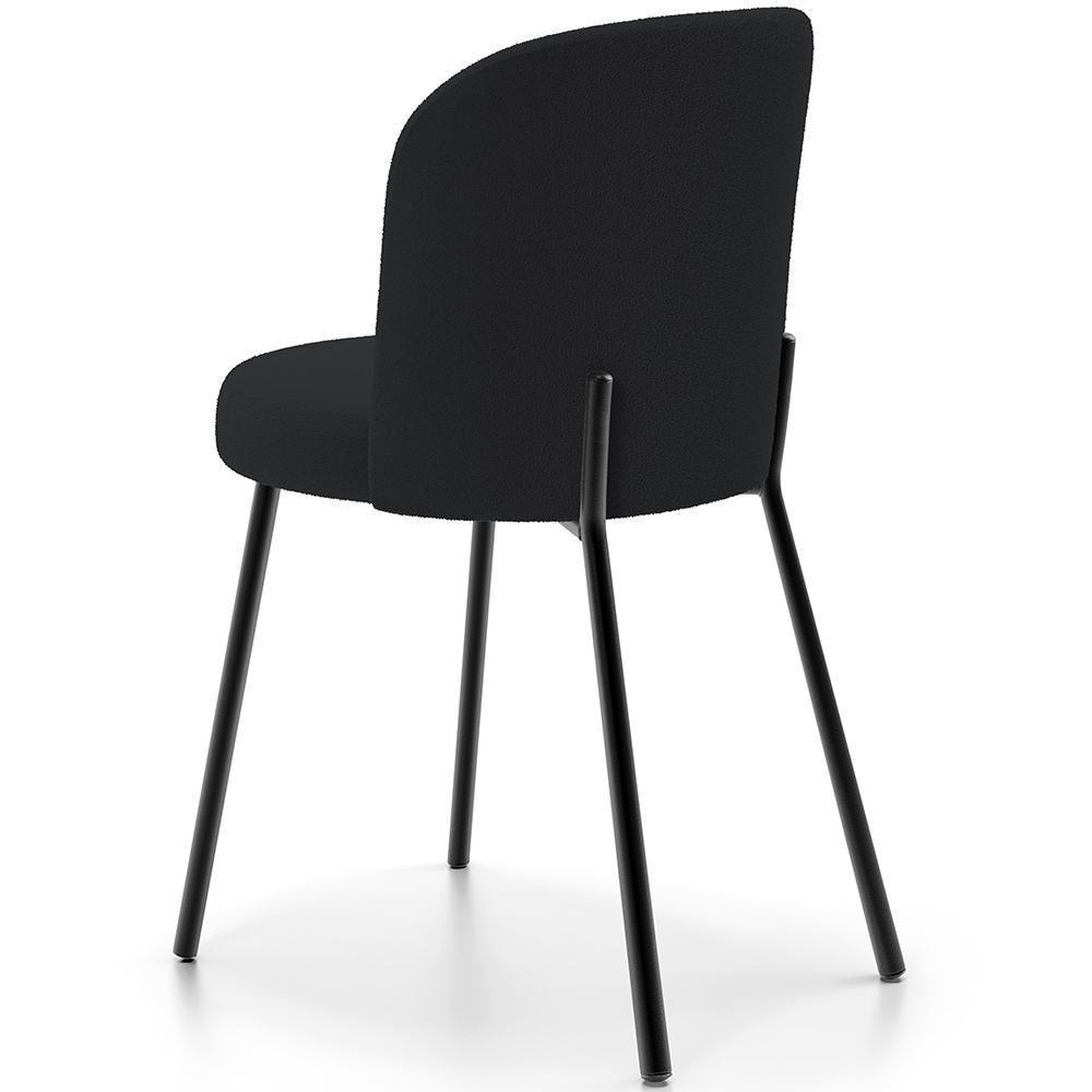 Kit 2 Cadeiras Sala De Jantar Estofada Gavi L02 Bouclê Preto - Lyam Decor - 4