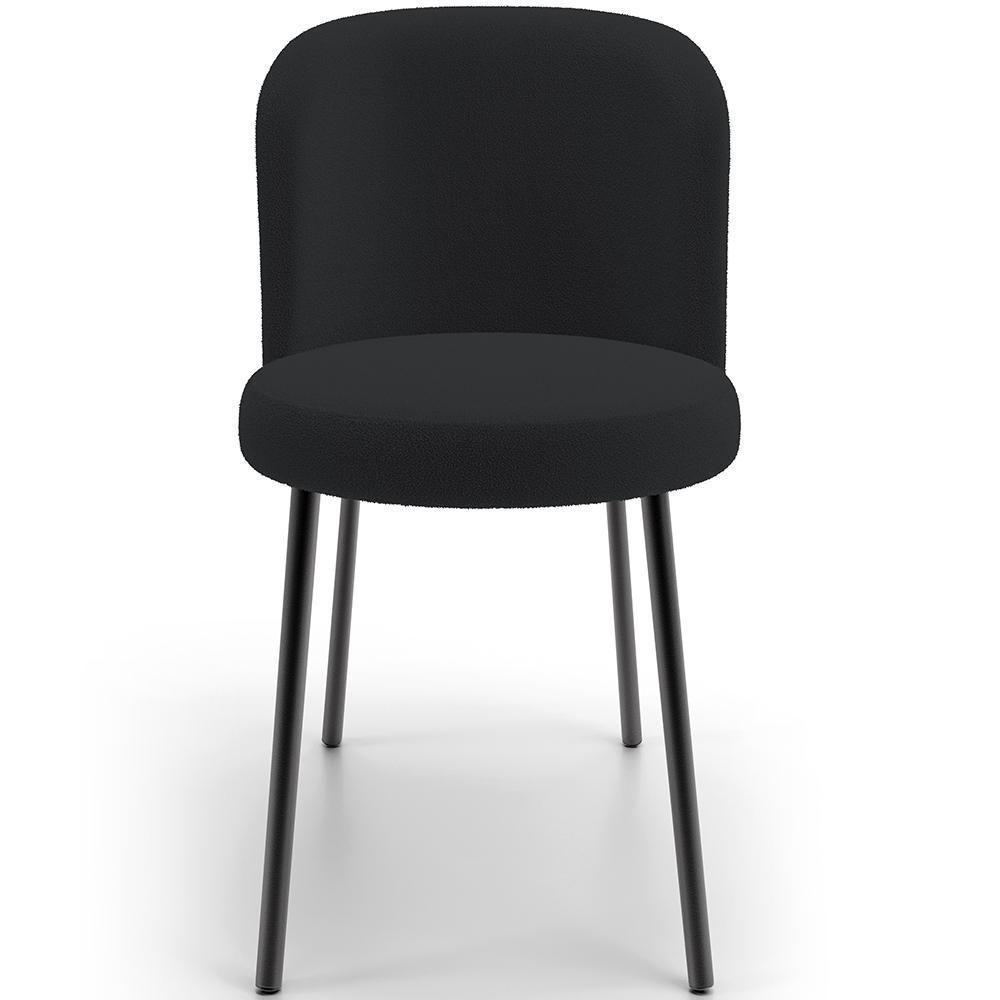 Kit 2 Cadeiras Sala De Jantar Estofada Gavi L02 Bouclê Preto - Lyam Decor - 5